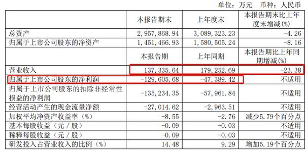 和輝光電2023年半年度凈利潤約虧12.96億元