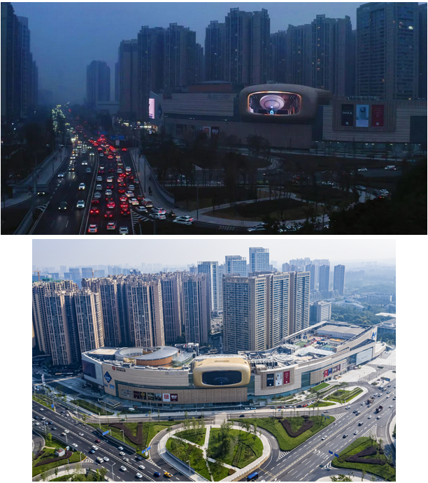 LED顯示屏十大品牌之一打造成都和悅廣場1200㎡雙裸眼3D大屏