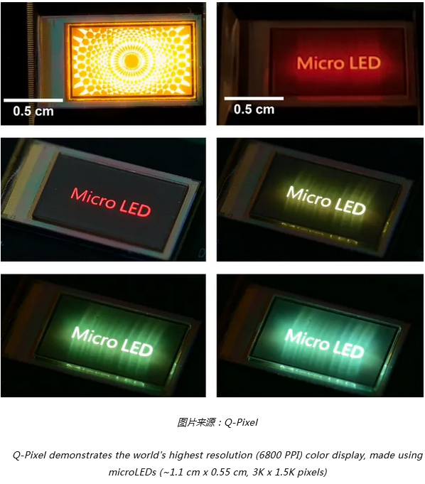 6800 PPI全彩AM-MicroLED顯示器問世